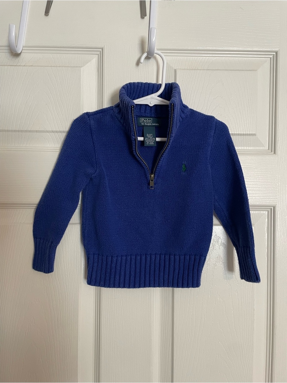 Polo by Ralph Lauren Boys size 2T Dark Blue Knit Half-Zip Sweater w Green Logo